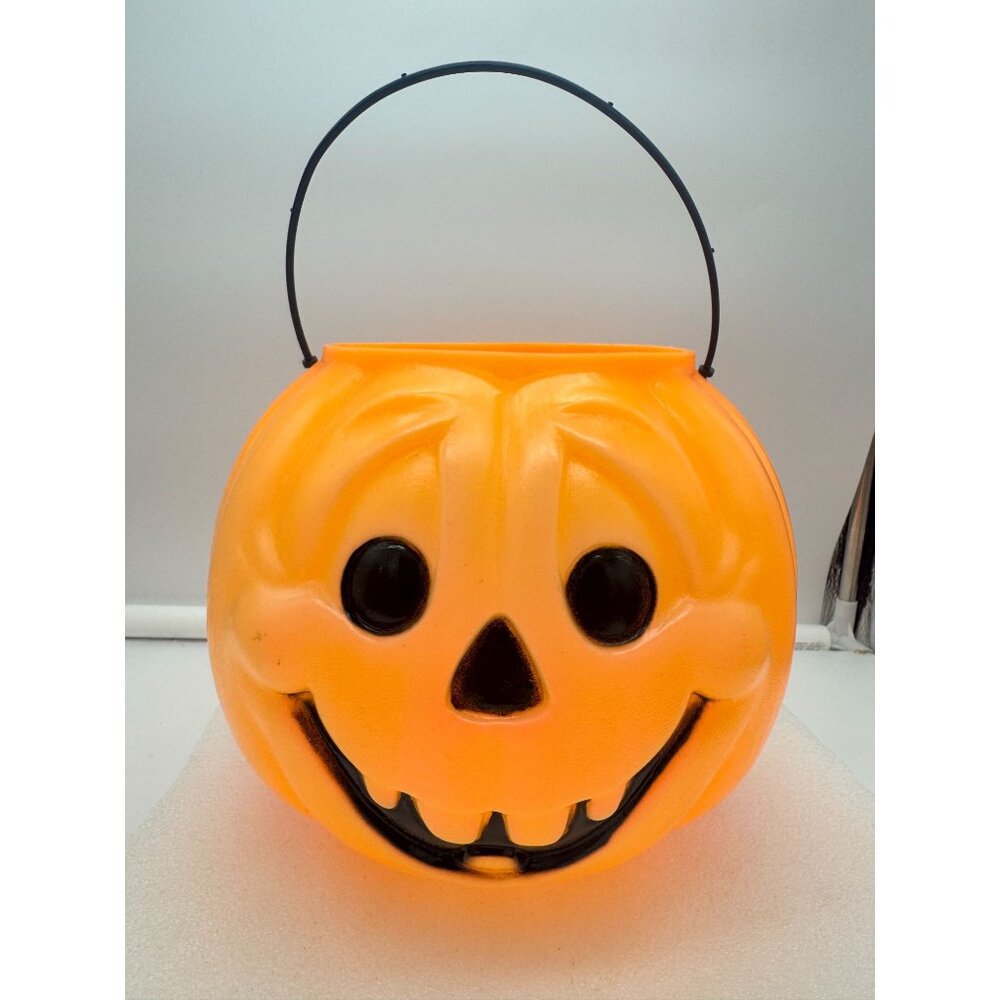 Vintage General Foam Plastics Halloween Pumpkin Candy Pail Bucket